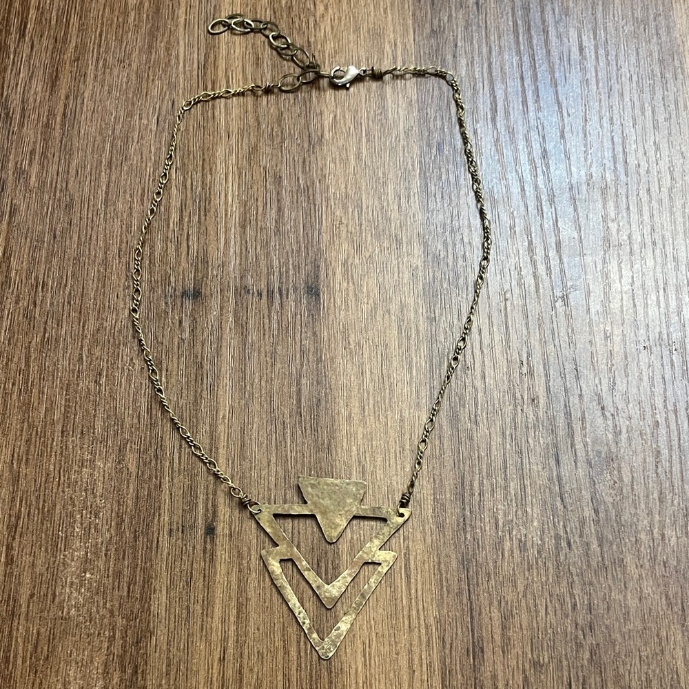 Hammered Metal Geometric Cutout Necklace.